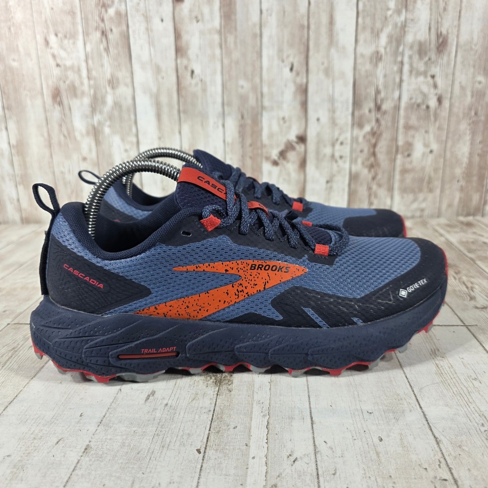 Brooks Cascadia 17 GTX Women 9.5 Trail Running Shoes Navy Blue 1203911B460